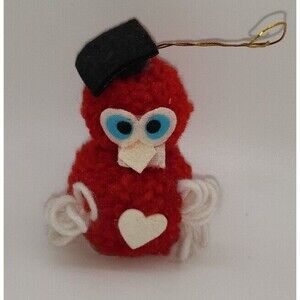 Vintage Novelty Stuffed Pom Pom Graduate Owl